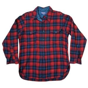 Pendleton Red and Navy Plaid Casual Button-Down Shirt